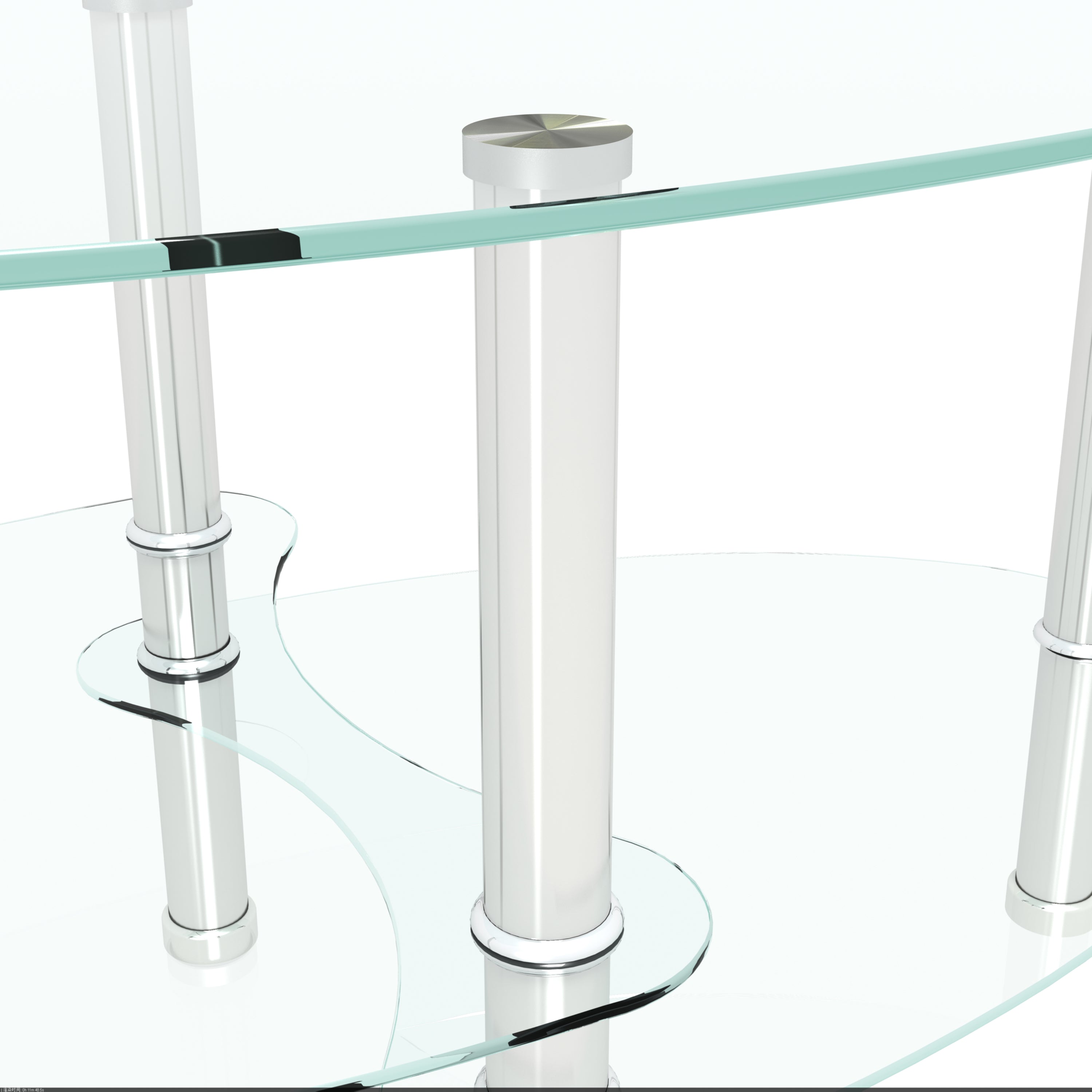 Modern Transparent Oval Glass Coffee Table with Stainless Steel Legs and 3-Layer Design for Living Room - Grand Goldman Shop