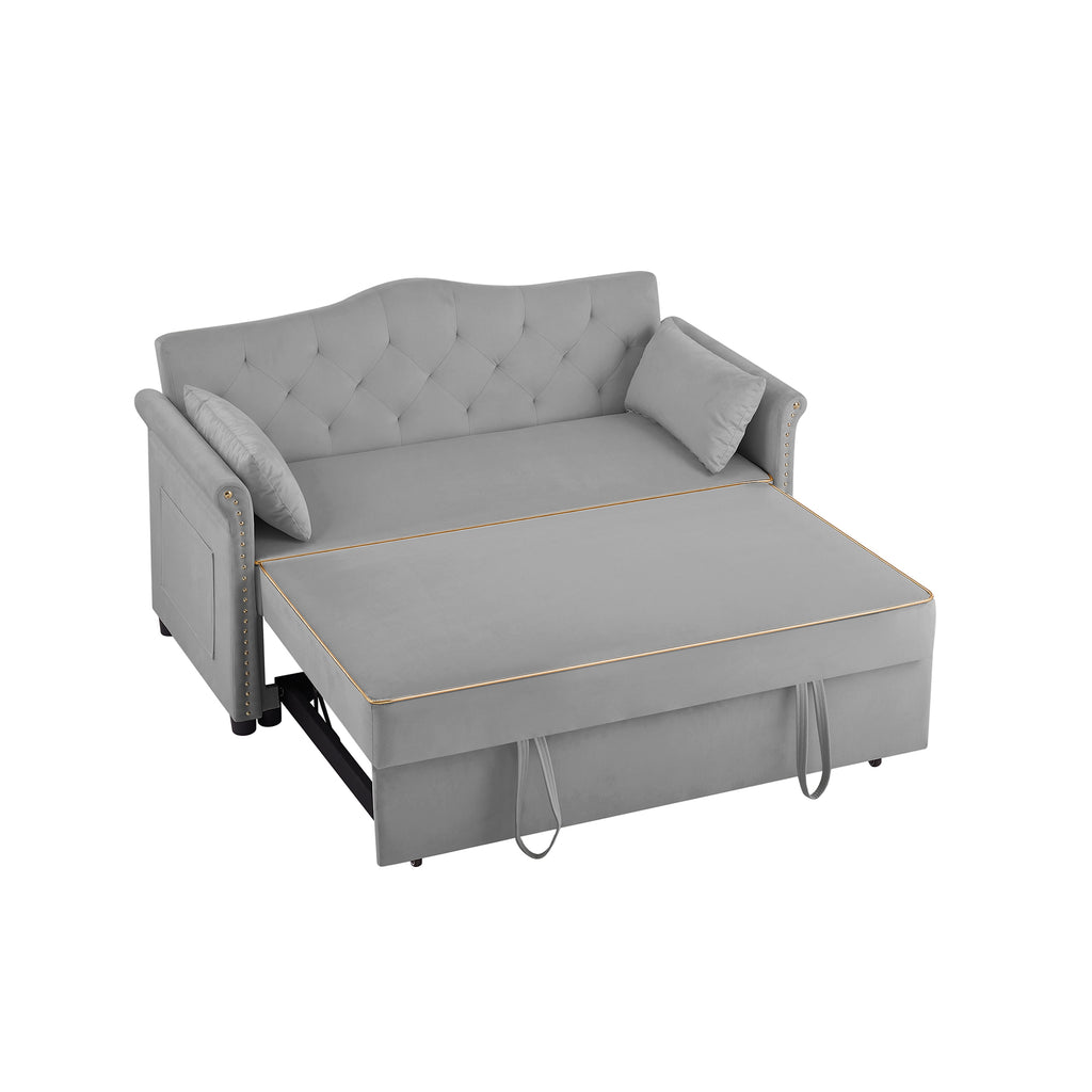 Grey Velvet Sleeper Sofa Bed - Grand Goldman Shop