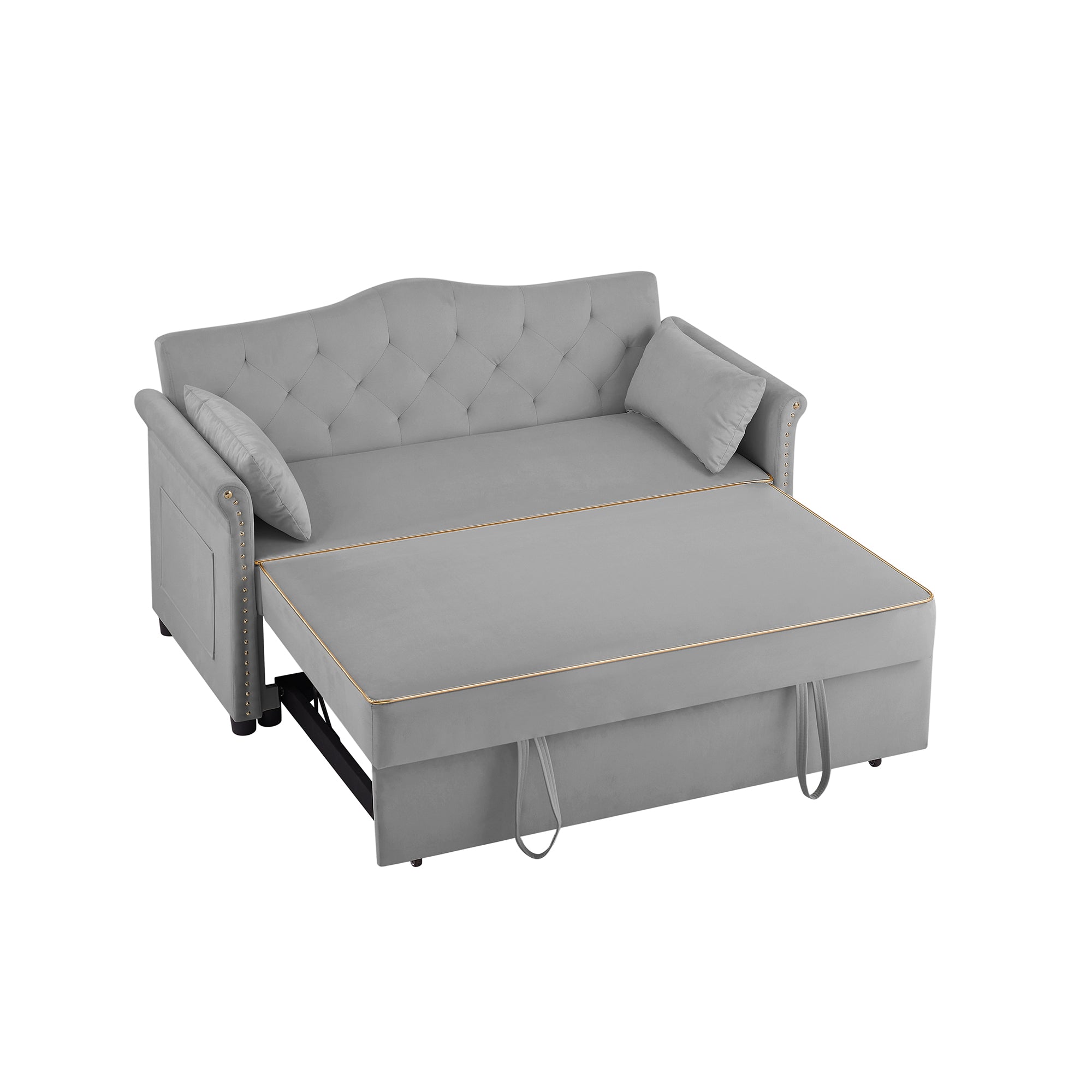 Grey Velvet Sleeper Sofa Bed - Grand Goldman Shop