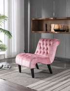COOLMORE Modern Velvet Armless Accent Living Room Chair / Leisure Chair,Upholstered Fabric Button Comfortable Chair with Wooden Legs for Bedroom, Living Room, Office (Pink Velvet) - Grand Goldman Shop