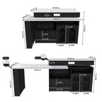 Retro Kitchen Island with Extendable Rotating Table, Black Marble Veneer on MDF, 4 Drawers & Glass Door Cabinets, Built-in Socket, Fits 2-4 People - Grand Goldman Shop