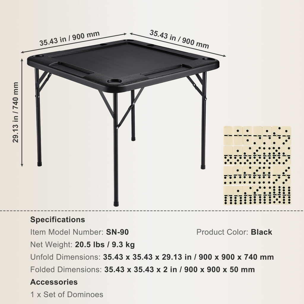Mahjong Table 4 Player Folding Card Table & 4 Cup Holders Chip Trays Black | Premium Home Decor - Grand Goldman