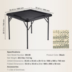 Mahjong Table 4 Player Folding Card Table & 4 Cup Holders Chip Trays Black | Premium Home Decor - Grand Goldman