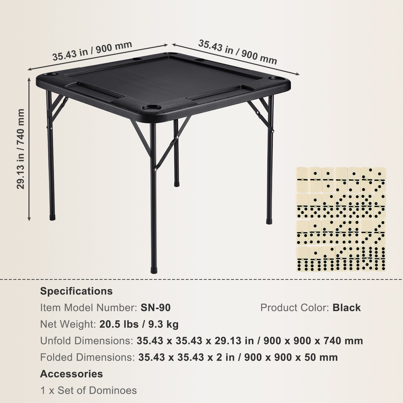 Mahjong Table 4 Player Folding Card Table & 4 Cup Holders Chip Trays Black | Premium Home Decor - Grand Goldman