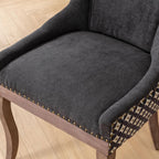 A&A Furniture, Ultra Side Dining Chair, Thickened fabric chairs with neutrally toned solid wood legs, Bronze nail head, Set of 2, Blue - Grand Goldman Shop