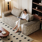 71' 3Setaser Sofa,Corduroy Fabric,Deep Seat Couches,Comfy Loveseat Sofa,No Assembly,1pcs for Living room, Bedroom,Conference room ,Apartment,Camel - Grand Goldman Shop