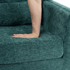 Modern Accent Chair,Chenille Arm Chairs for Living Room,Upholstered Mordern Armchair,Comfy Soft Padded Lounge Chair in Small Space, Bedroom, w/Pillow, Solid Wood Leg (Blackish Green) - Grand Goldman Shop