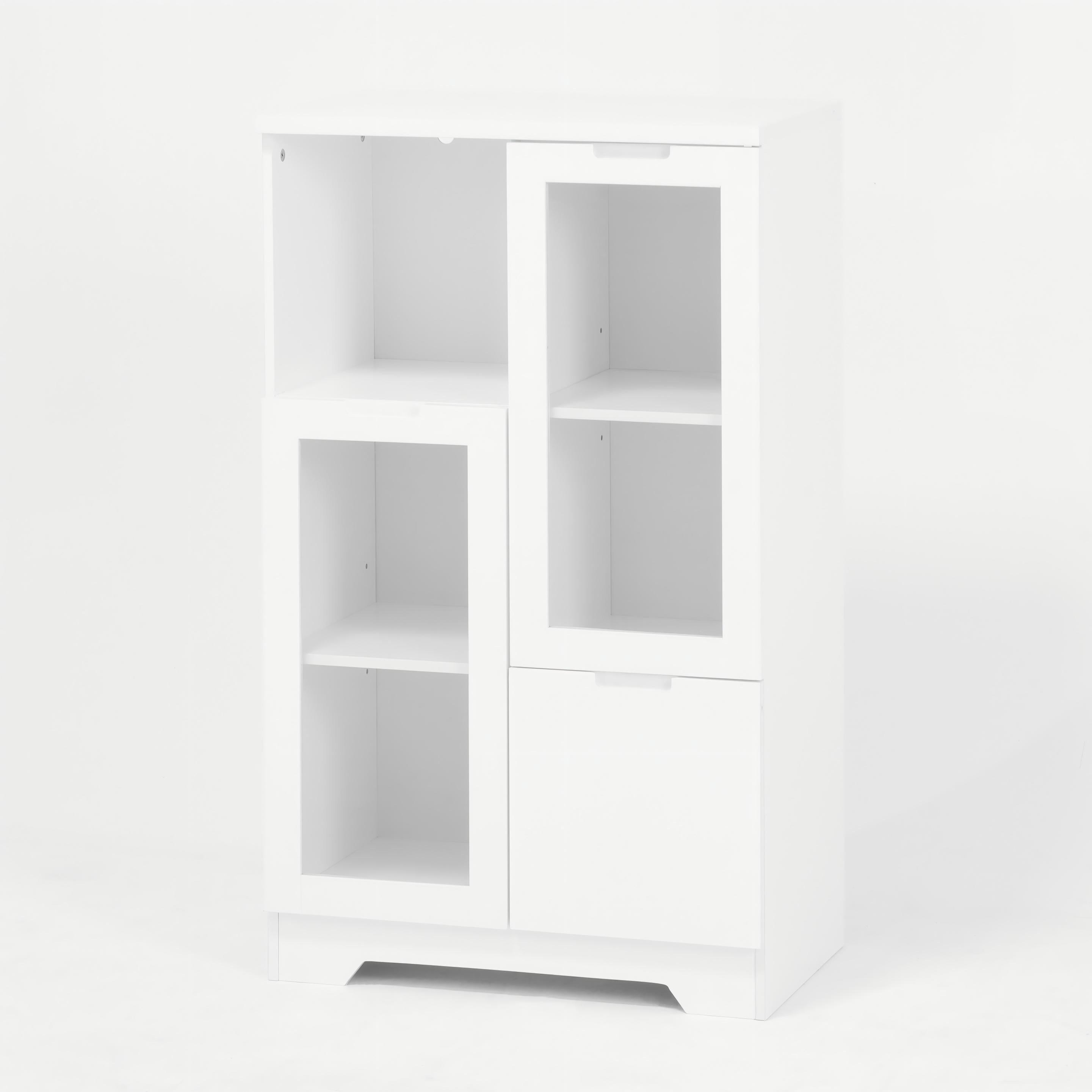 Modern MDF Painted Cabinet with Glass Doors and Drawer, White, for Bedroom and Living Room - Grand Goldman Shop
