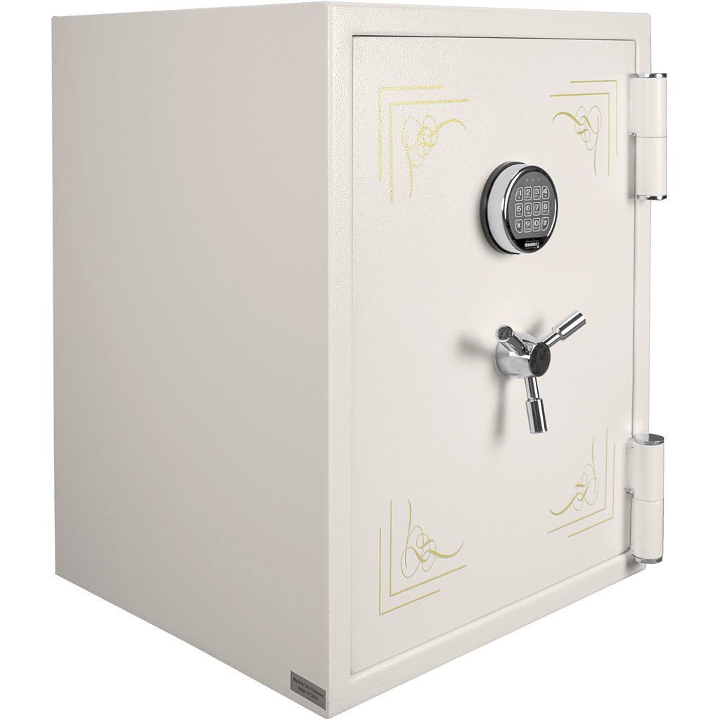 Fireproof Keypad Jewelry Safe with Advanced Security, White Steel, 2.75 Cubic Ft | Premium Home Decor - Grand Goldman