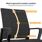 Minimalist Modern Office Chair with Metal Frame, Soft Cushion, Mesh Backrest, Black, for Home & Office Use | Premium Home Dec
