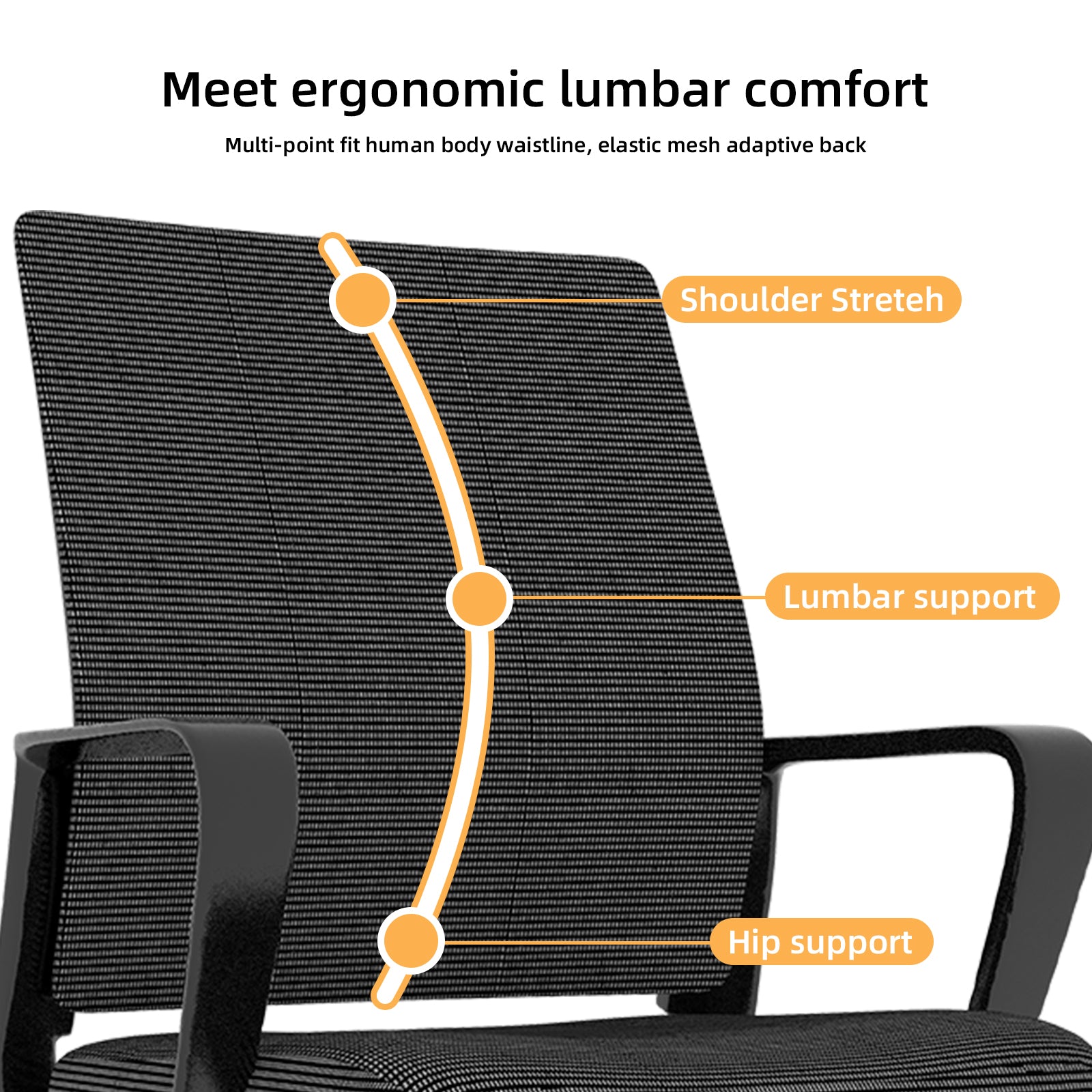 Minimalist Modern Office Chair with Metal Frame, Soft Cushion, Mesh Backrest, Black, for Home & Office Use | Premium Home Dec
