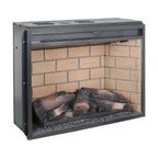 Vintage Infrared Quartz Heater Fireplace Insert with Realistic Logs, Brick Design, Antique Black, Tempered Glass, 23 Inch - Grand Goldman Shop