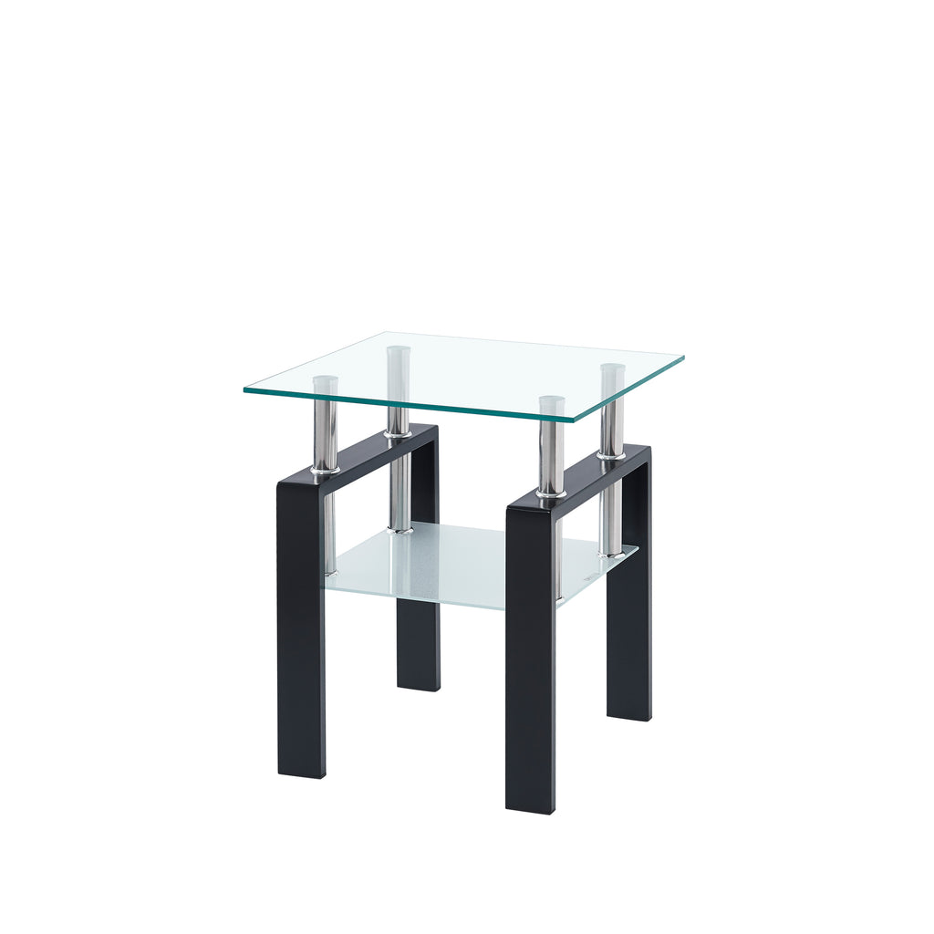 Modern 2-Piece Clear Tempered Glass Small Table, End Table for Living Room, Sleek Waterfall Design - Grand Goldman Shop