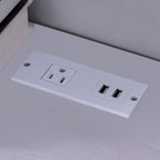 Home office writing desk Ground outlet USB-A ports finished on the back Wooden leg frame | Premium Home Decor - Grand Goldman
