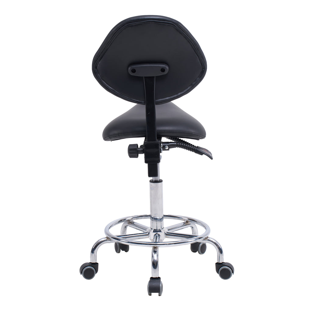 Saddle Stool Chair with Backrest Swivel Hydraulic Ergonomic Tilt Seat Chair with Wheels Footrest for Medical Hospital Clinic 