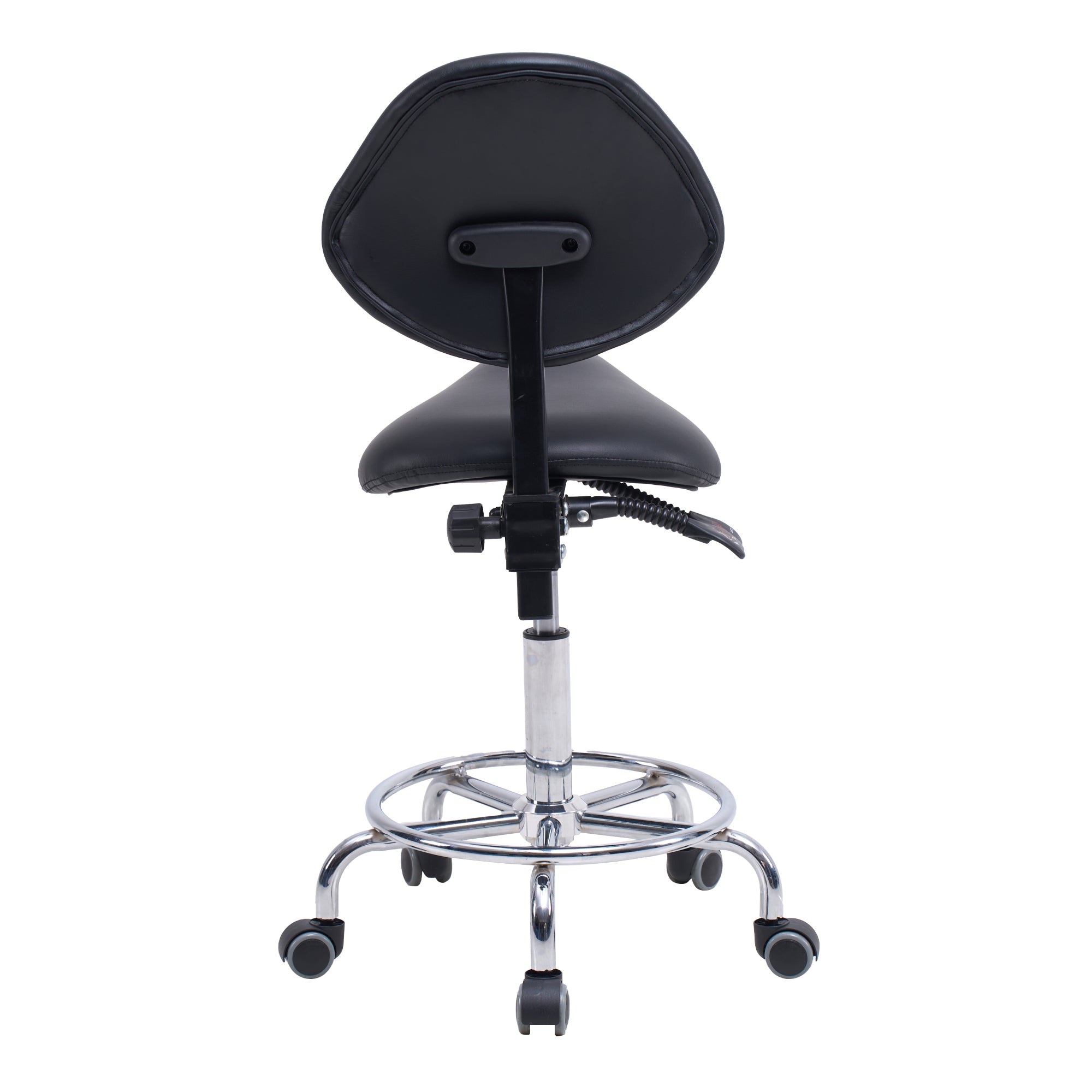 Saddle Stool Chair with Backrest Swivel Hydraulic Ergonomic Tilt Seat Chair with Wheels Footrest for Medical Hospital Clinic 