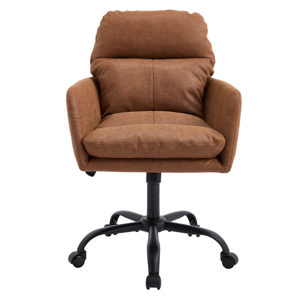 Brown PU Leather Office Chair with Adjustable Height, Suitable for Home and Office Use | Premium Home Decor - Grand Goldman