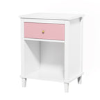 Pink+Golden Handle Wooden Nightstand 26.77''H with One Drawer One Shelf for Kids and Adults - Grand Goldman Shop