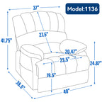23' Seat Width and High Back Large Size Beige Chenille Power Lift Recliner Chair with 8-Point Vibration Massage and Lumbar Heating - Grand Goldman Shop