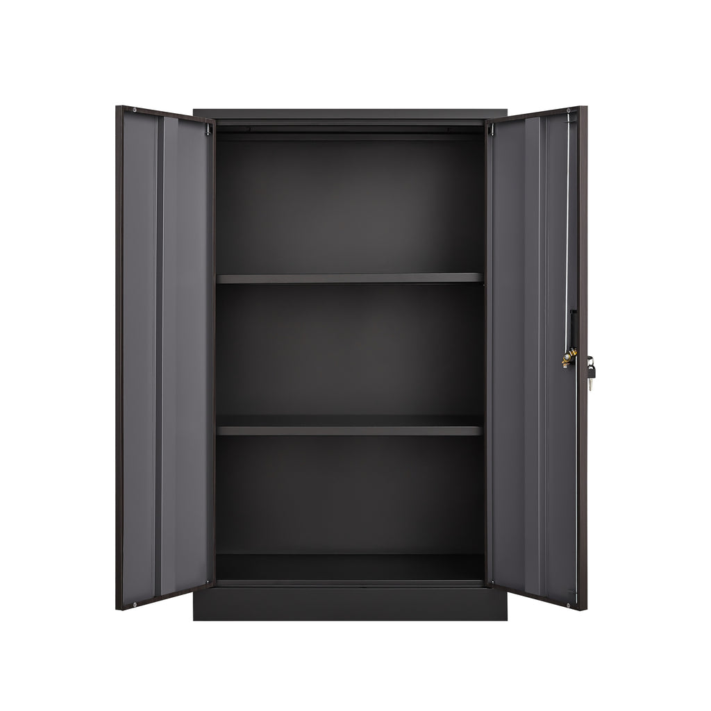 Black Metal Storage Cabinet with Locking Doors and Adjustable Shelf, Folding Filing Cabinet for Home Office, School, Garage, 