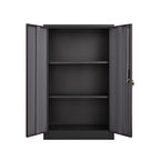 Black Metal Storage Cabinet with Locking Doors and Adjustable Shelf, Folding Filing Cabinet for Home Office, School, Garage, 