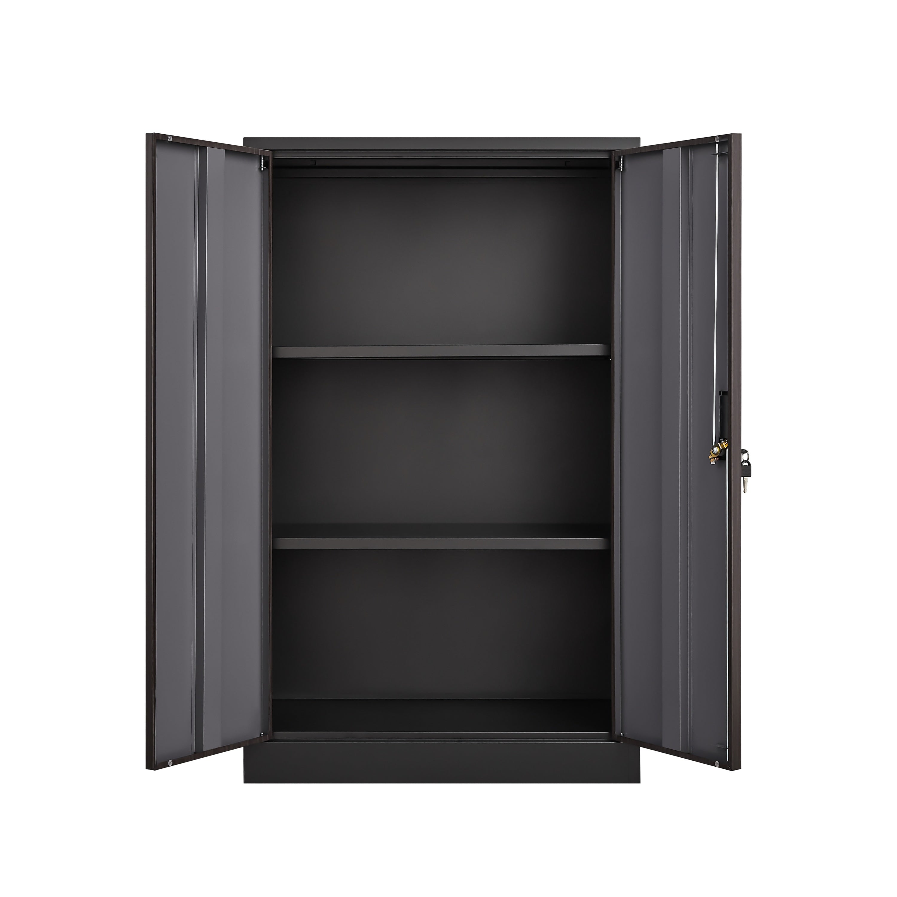 Black Metal Storage Cabinet with Locking Doors and Adjustable Shelf, Folding Filing Cabinet for Home Office, School, Garage, 