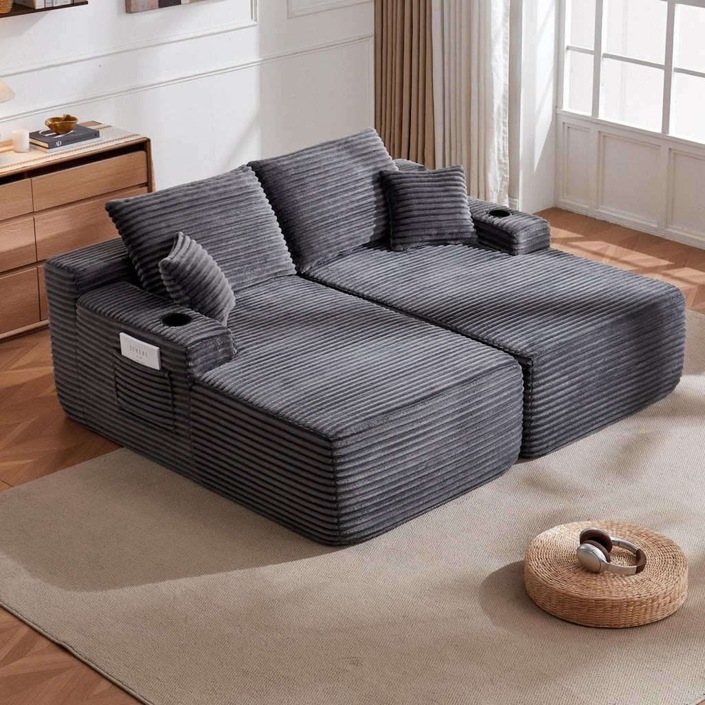 69'Cloud Sectional Couch, L-Shape Chaise with R-Shape Chaise with Deep Seat and Comfortable 2 Seater Couch for Modern Living Room,(Plush Fabric),Grey - Grand Goldman Shop