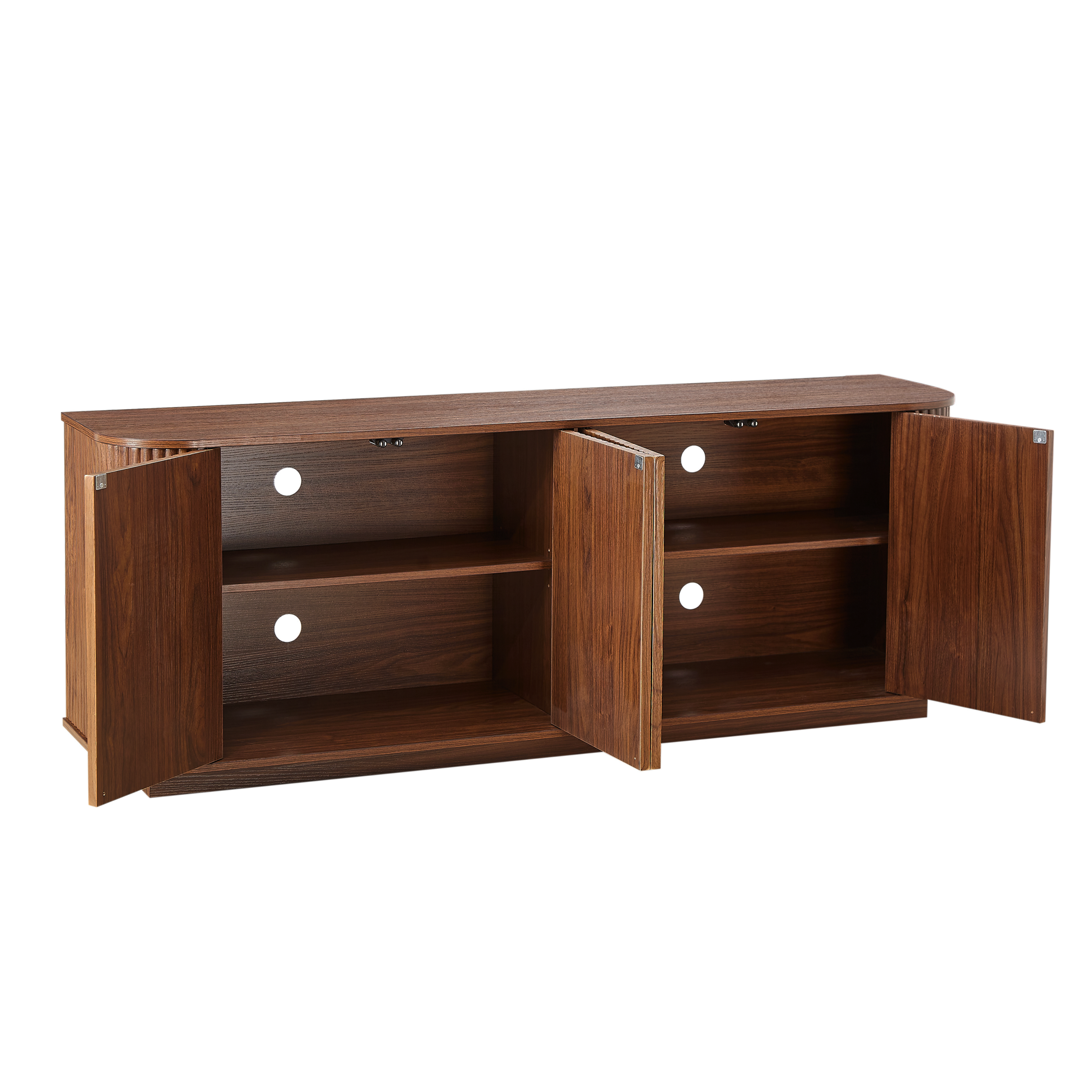 Sideboard Storage Cabinet TV Stand with wave pattern Buffet Cabinet Wooden Vertical Striped Cabinet for Kitchen/Bedroom/Entryway. Walnut, 64''W x 15''D x 24''H. - Grand Goldman Shop