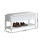 Rouen Seating Bench with Shoe Storage, White - Grand Goldman Shop