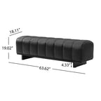 Indoor Dining Bench with Black PU Fabric Upholstery and Rubber Wood Legs, Comfortable Seating for Dining Room or Living Area - Grand Goldman Shop
