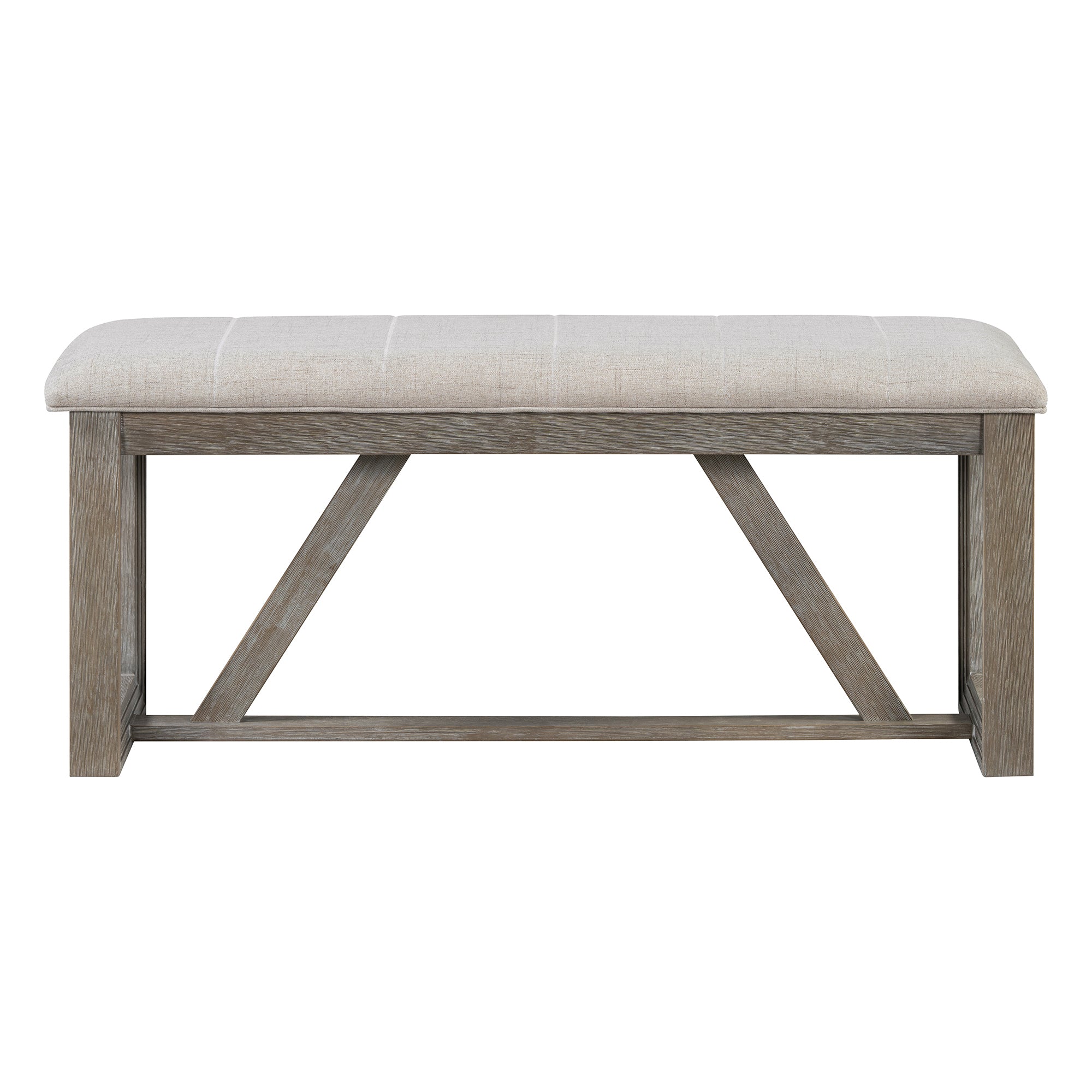 TREXM 6-Piece Retro Dining Table Set for 6, 60' Wood Kitchen Table and Chairs Set of 4 with Bench Designed Trestle Base for kitchen & Dining Room (Gray) - Grand Goldman Shop