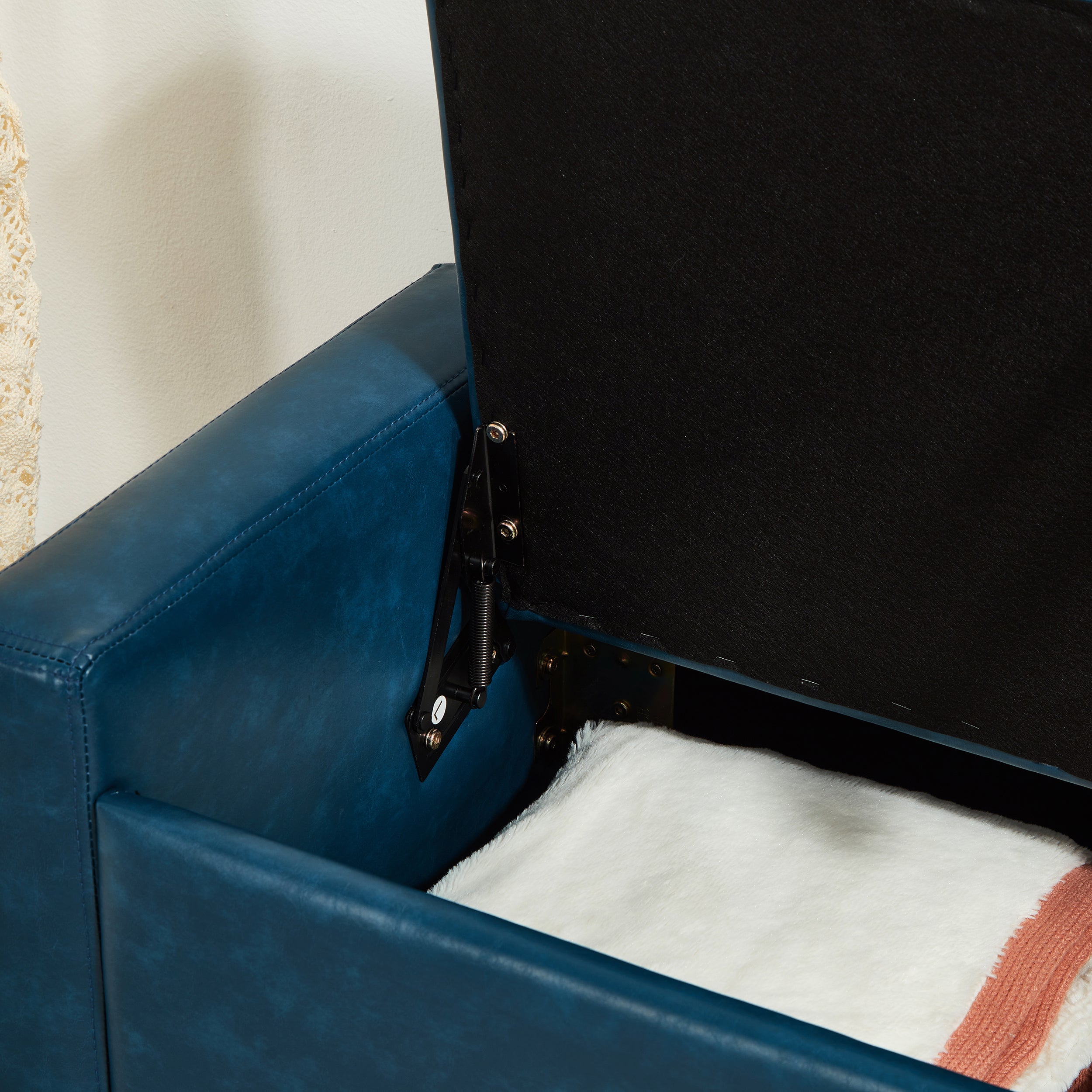 48' Ottoman Bench with Storage, Bench for Bedroom,Living Room,Hallway, Upholstered Tufted Faux Leather PU Ottoman Blue - Grand Goldman Shop
