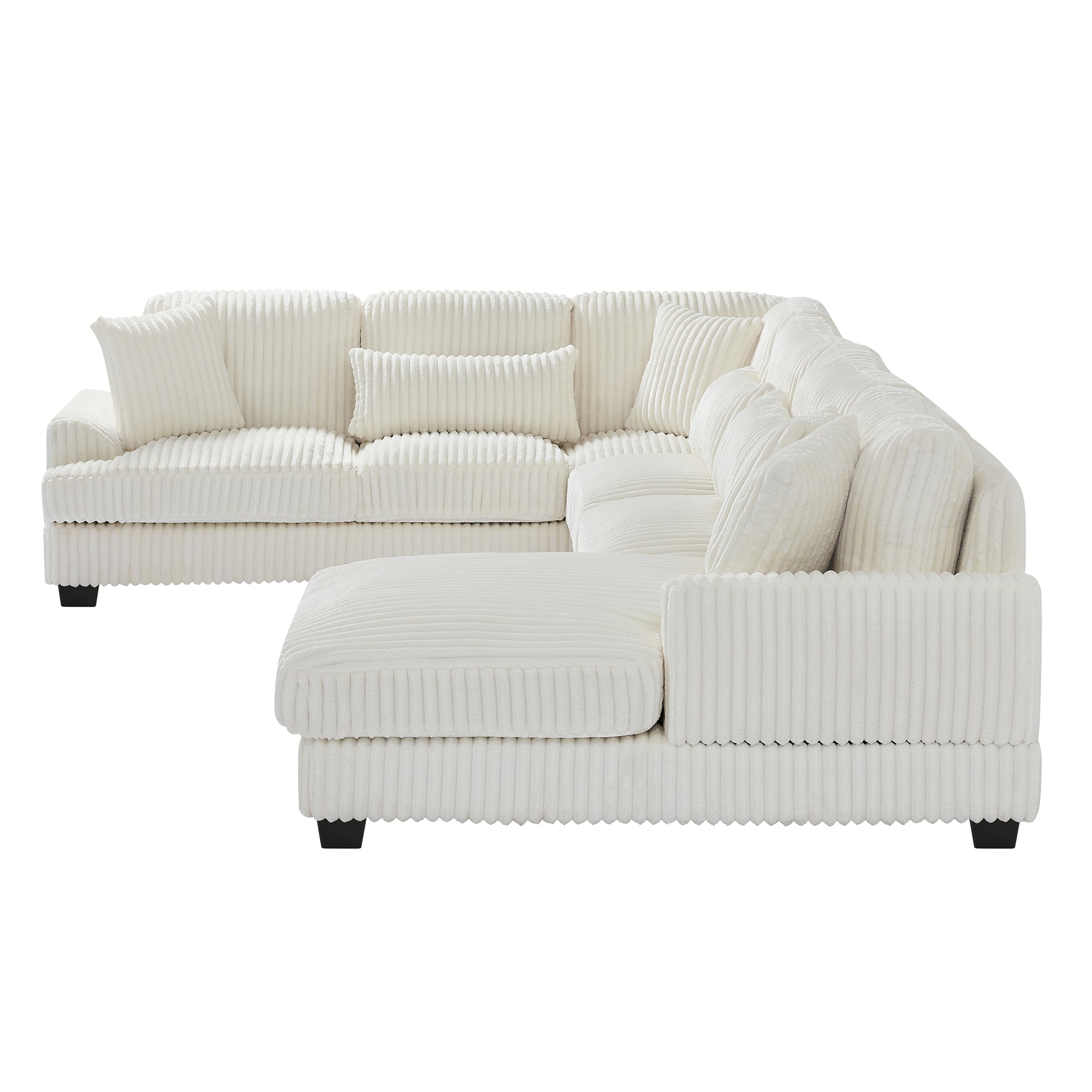 Modern Oversized U-shaped Sectional Sofa with Chaise Lounge in Beige Corduroy, 129' - Grand Goldman Shop