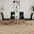 Modern Dining Chairs with Faux Leather Padded Seat Dining Living Room Chairs Upholstered Chair with Chrome Metal Legs Design for Kitchen, Living, Bedroom, Dining Room Side Chairs Set of 4 - Grand Goldman Shop