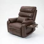 Premium Brown Technical Leather 180-Degree Lay Flat Recliner Chair with Wireless Charging, Lumbar Support, and Dual Motor Lift for Big & Tall Comfort - Grand Goldman Shop