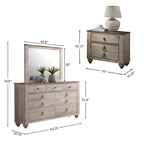 Imerland Contemporary White Wash Finish 4-Piece Bedroom Set-Queen Bed, Dresser, Mirror, Nightstand - Grand Goldman Shop