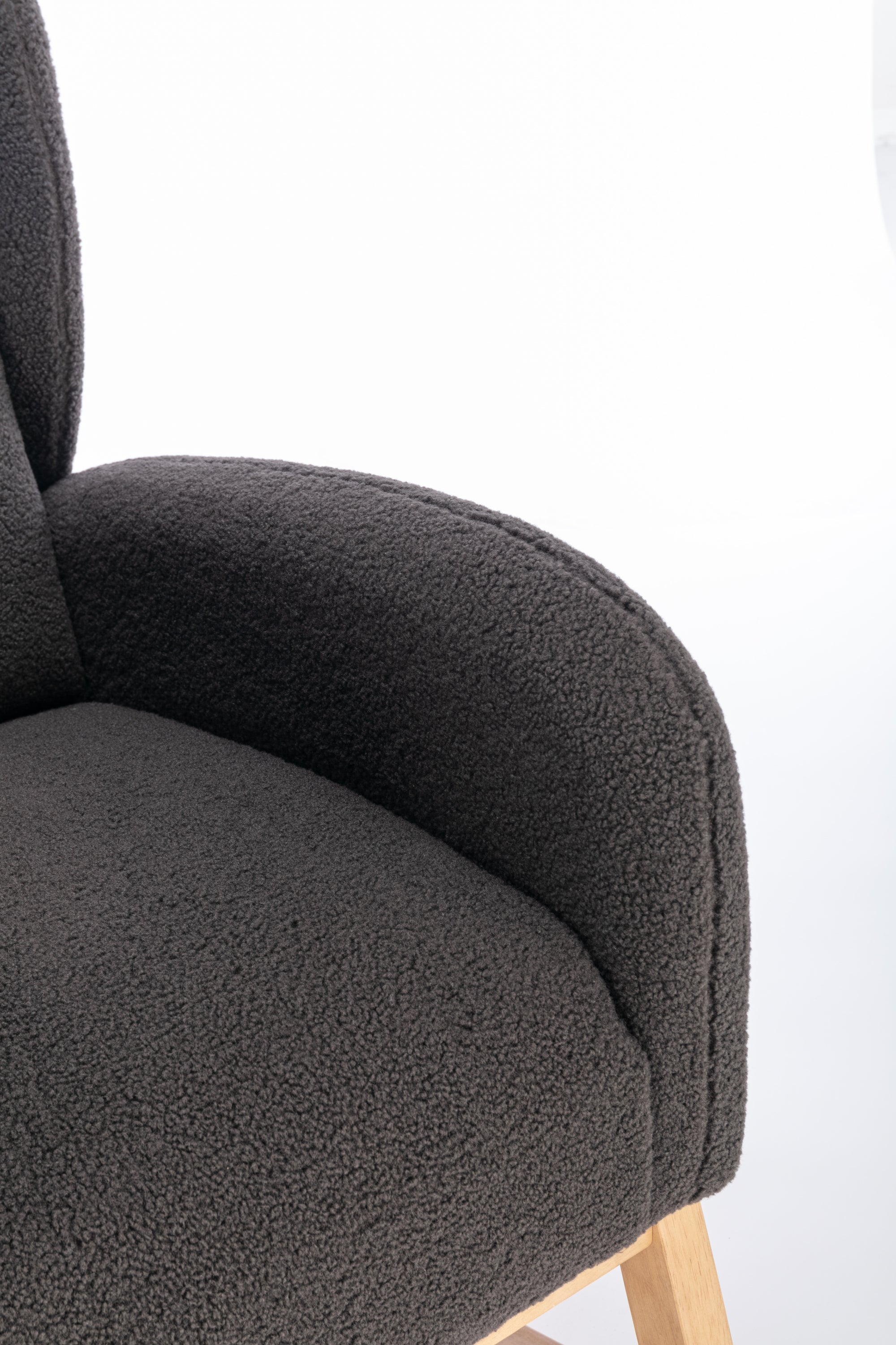 049-Teddy Fabric Rocking Chair With Packet Wood Legs,Dark Gray - Grand Goldman Shop