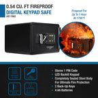 Keypad Fireproof Security Safe in Black Steel, 0.54 Cubic Ft, Durable and Secure | Premium Home Decor - Grand Goldman