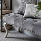 Decor Maxem Tufted Fabric Upholstered Bench Nailhead Trim , Gray - Grand Goldman Shop