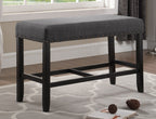 Biony Fabric Counter Height Dining Bench with Nailhead Trim, Grey - Grand Goldman Shop