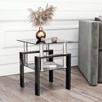 Modern Tempered Glass Tea Table Coffee Table End Table, Black, Square, 1-Piece for Living Room - Grand Goldman Shop