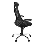 Contemporary Office Chair, Adjustable Height, Swivel, Ergonomic with Armrests, Black Mesh, Chrome Metal, Modern Design for Wo