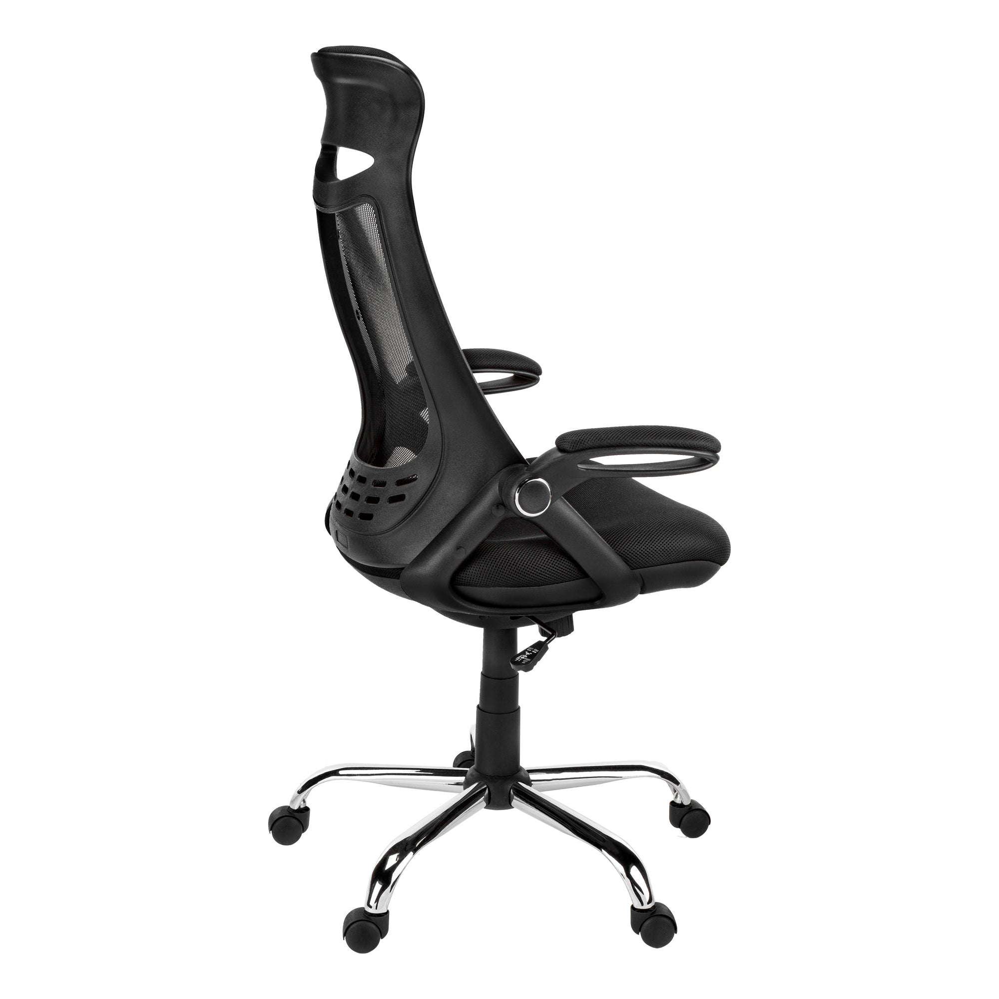 Contemporary Office Chair, Adjustable Height, Swivel, Ergonomic with Armrests, Black Mesh, Chrome Metal, Modern Design for Wo