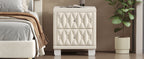 Elegant Velvet Nightstand with 2 Drawers and Crystal Handle, Storage Bedside Table with Button-Tufted, Beige - Grand Goldman Shop