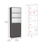 Micco 2 Piece 2 Piece Home Bookcase set, 42' Wide  with 8 Shelves and Double Door Cabinet, Living Room Set Matte Gray - White