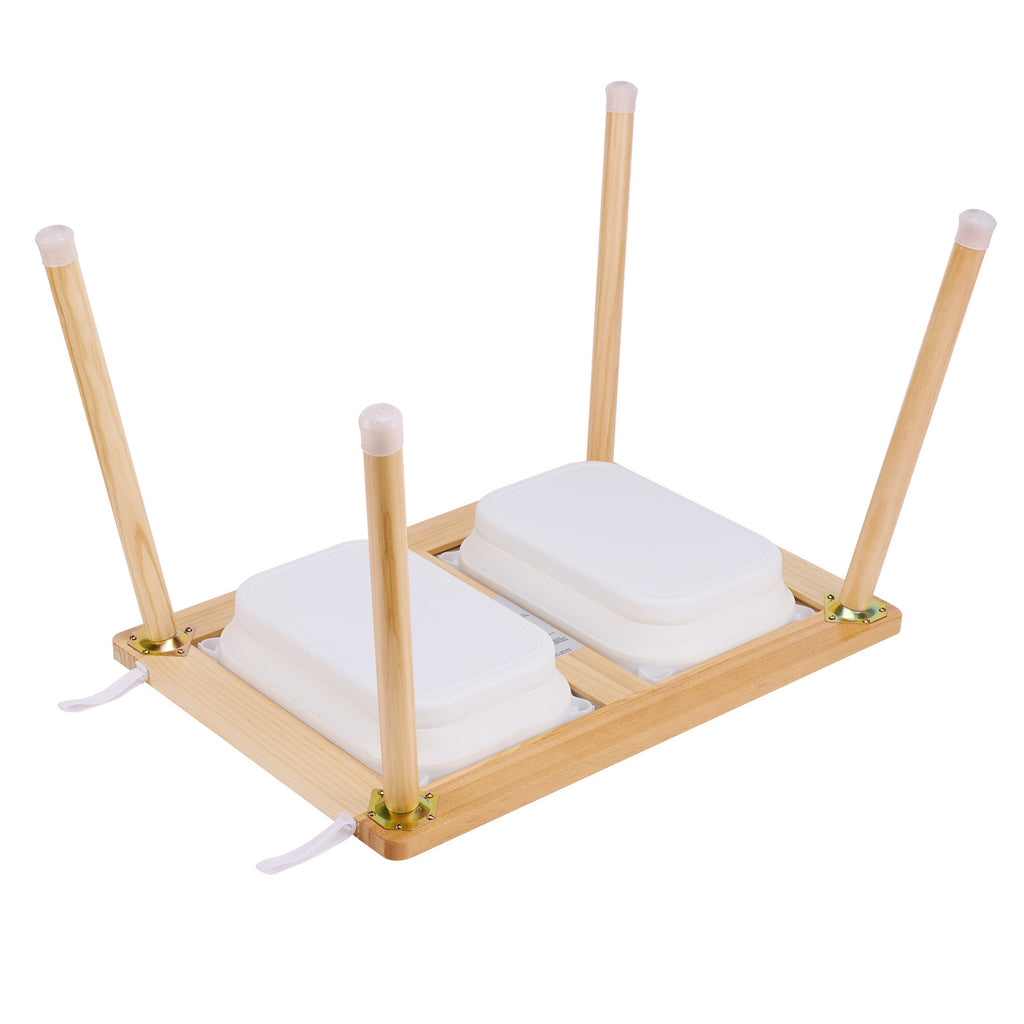 Sensory Table and Chairs Set, Toddlers Activity Table with 2 Stools, 2 Storage Bins & Paper Roll Holder, Indoor/Outdoor Play 
