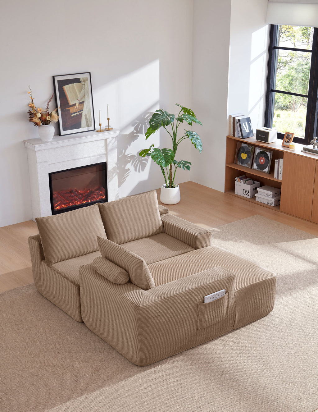 96.9'Cloud Sectional Couch with L-Shape Chaise,Modern Modular Sofa with Deep Seat,,Upholstered Couches for Living Room Bedroom,No Assembly Required,(Plush Corduroy Fabric),Camel - Grand Goldman Shop