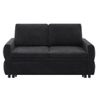 Black Convertible Sofa Bed Loveseat with Adjustable Backrest and USB Ports, 62.75' Chenille Upholstered Couch for Living Room or Small Space - Grand Goldman Shop
