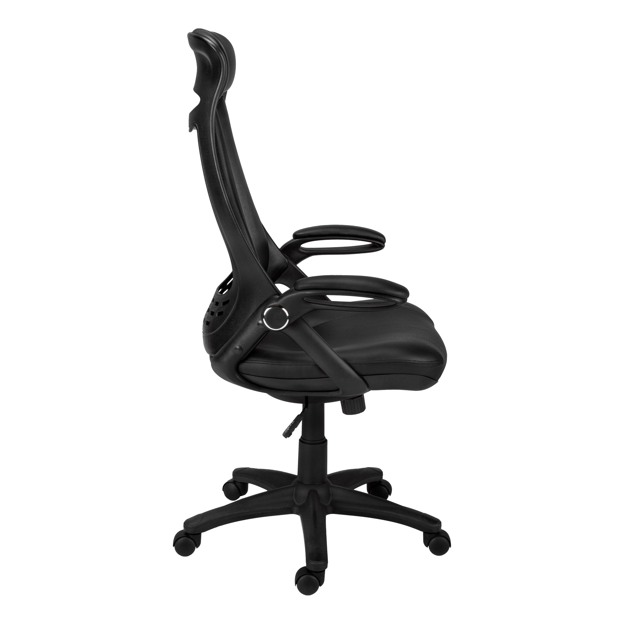 Office Chair, Adjustable Height, Swivel, Ergonomic, Armrests, Computer Desk, Work, Black Leather Look, Black Metal, Contempor