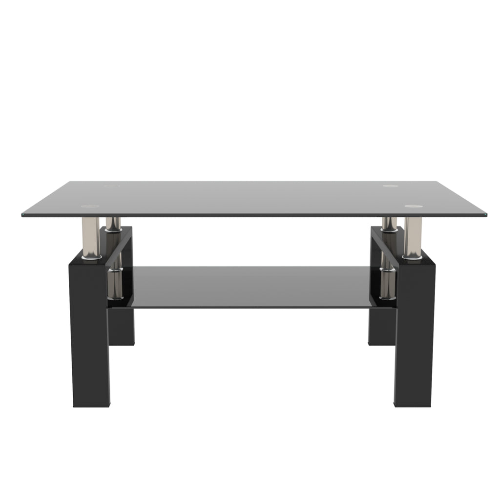 Rectangle Black Glass Coffee Table, Clear Coffee Table,Modern Side Center Tables for Living Room,Living Room Furniture (Old Sku:W24138125) - Grand Goldman Shop